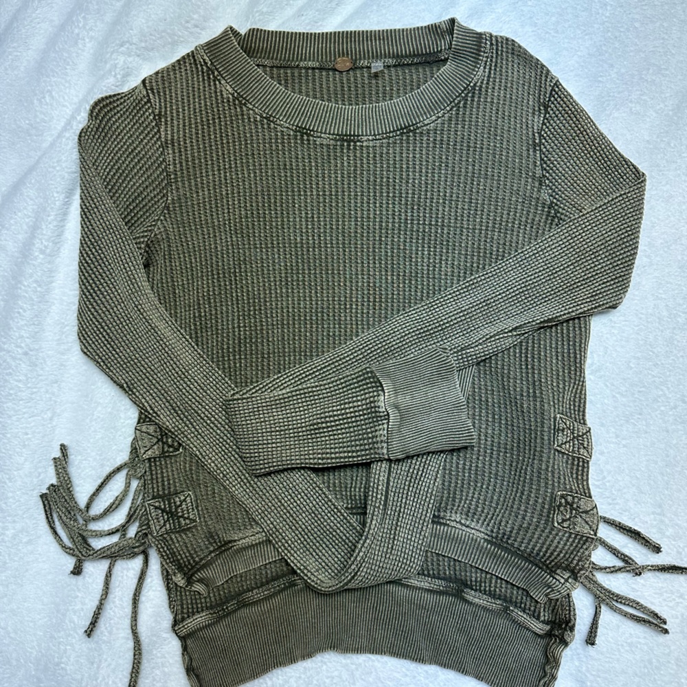 size xs long sleeve free people one olive green top